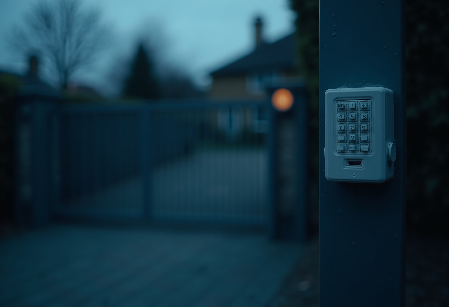 Gate keypad, dusk